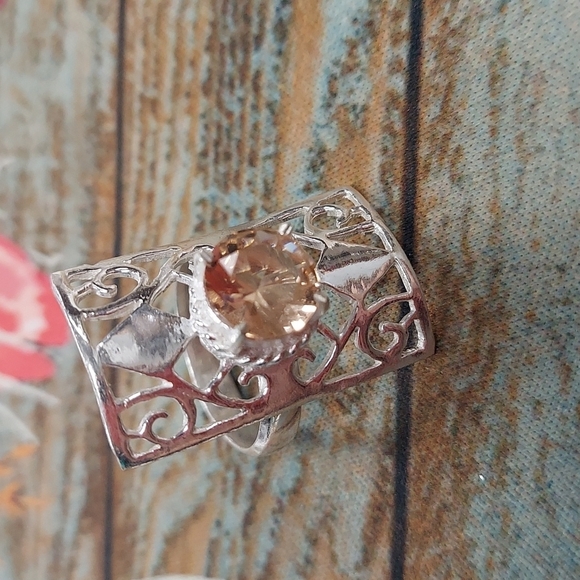 MORGANITE Sterling Silver Ring Size 6.5